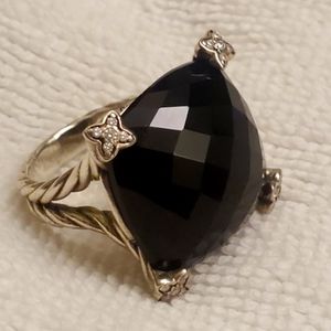 20mm Onyx stainless steel ring size 7.